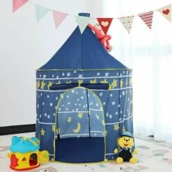 Kids Play Tent Portable Yurt Style Castle Play Tent Kids Tent Playhouse Indoor Outdoor Children's Playhouse For Boys Girls (Blue) -Children Furniture Store 96004226 3