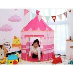 Kids Play Tent Portable Yurt Style Castle Play Tent Kids Tent Playhouse Indoor Outdoor Children's Playhouse For Boys Girls (Blue) -Children Furniture Store 96004226 5