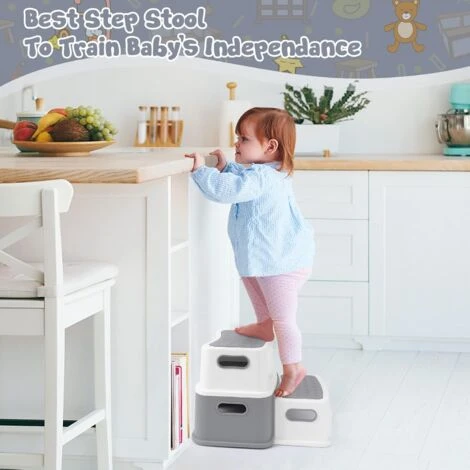 Toddler Step Stool, Kids Step Stool, Child Stool 2 Step Non-Slip Toddler Step Stool For Bathroom/Pottery Training/Kitchen 4 Toddler Step Stool, Kids Step Stool, Child Stool 2 Step Non-Slip Toddler Step Stool For Bathroom/Pottery Training/Kitchen - Image 2
