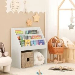 SoBuy Children's Storage Book Shelf Storage Display Rack Holder,KMB01-W -Children Furniture Store 9761726 3