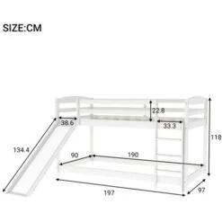 Bunk Beds Single Bunk Bed With Convertible Slide And Ladder,White -Children Furniture Store 99410492 3
