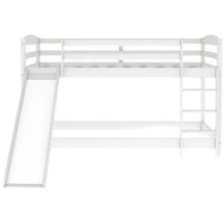 Bunk Beds Single Bunk Bed With Convertible Slide And Ladder,White -Children Furniture Store 99410492 4