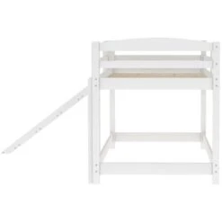 Bunk Beds Single Bunk Bed With Convertible Slide And Ladder,White -Children Furniture Store 99410492 5
